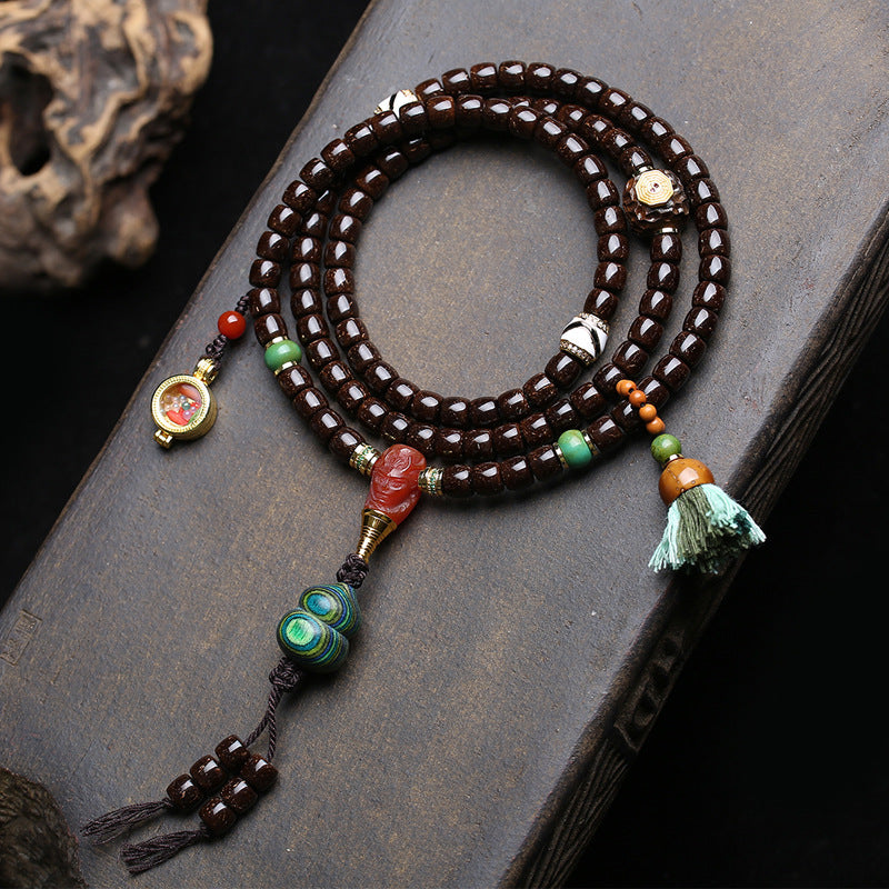 Natural Coconut Pot Beads 108 Buddha Beads Multi-circle Bracelet Black and White Craft Beads Dzi Beads Red Agate Gawu Box Accessories