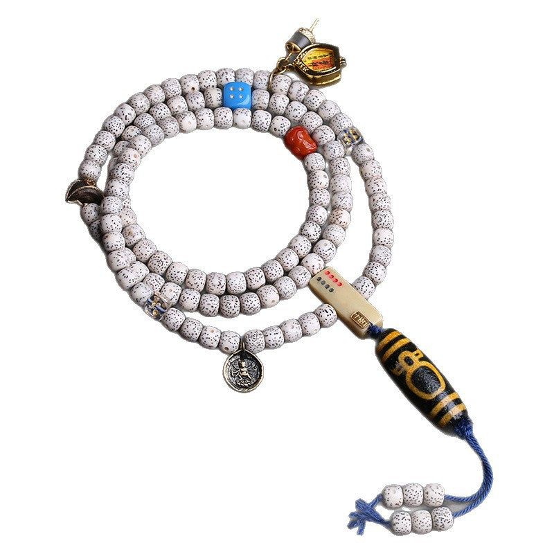 Natural Star Moon Bodhi 108 Buddha Beads Bucket Beads White Crystal Gawu Box Side Hanging Reflow Bone God of Wealth Dzi Beads Accessories