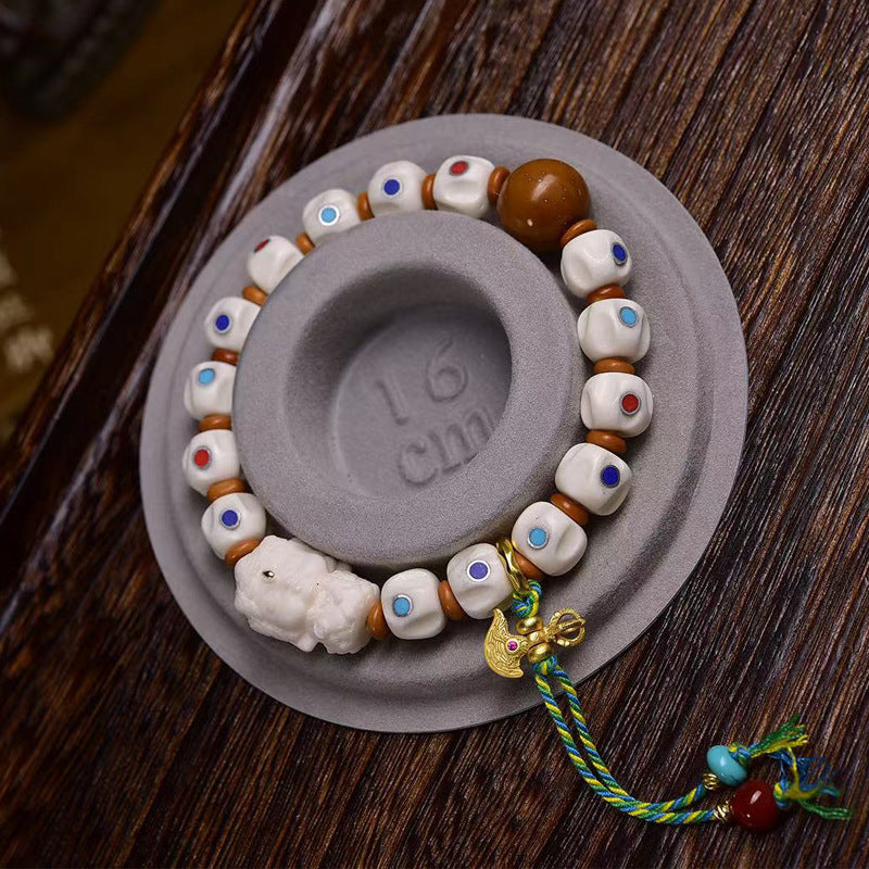 EverestArtstudios Yak Bone Seed-Pattern Inlay Bracelet