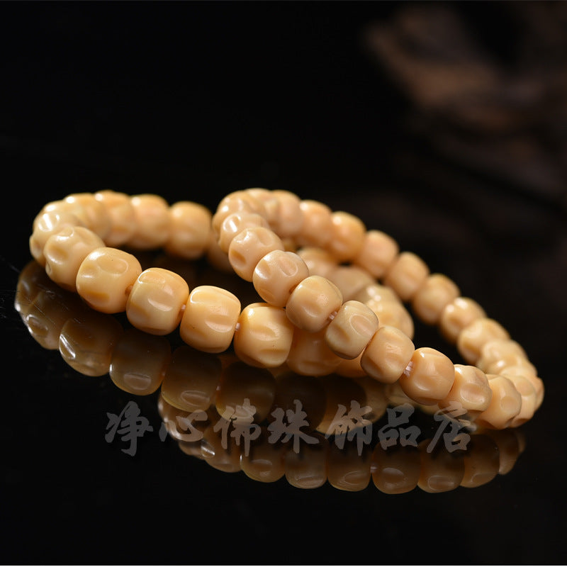 EverestArtstudios Camel Bone Warm Cream Drum Bead Bracelet