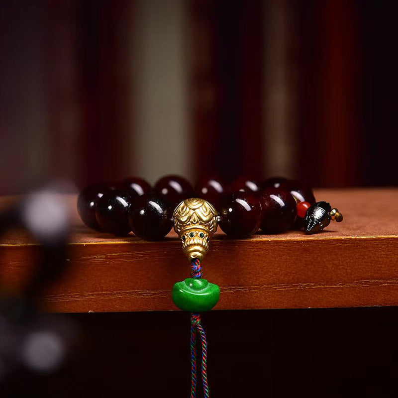 EverestArtstudios Reclaimed Deep Red Turtle Bead Copper Accent Bracelet