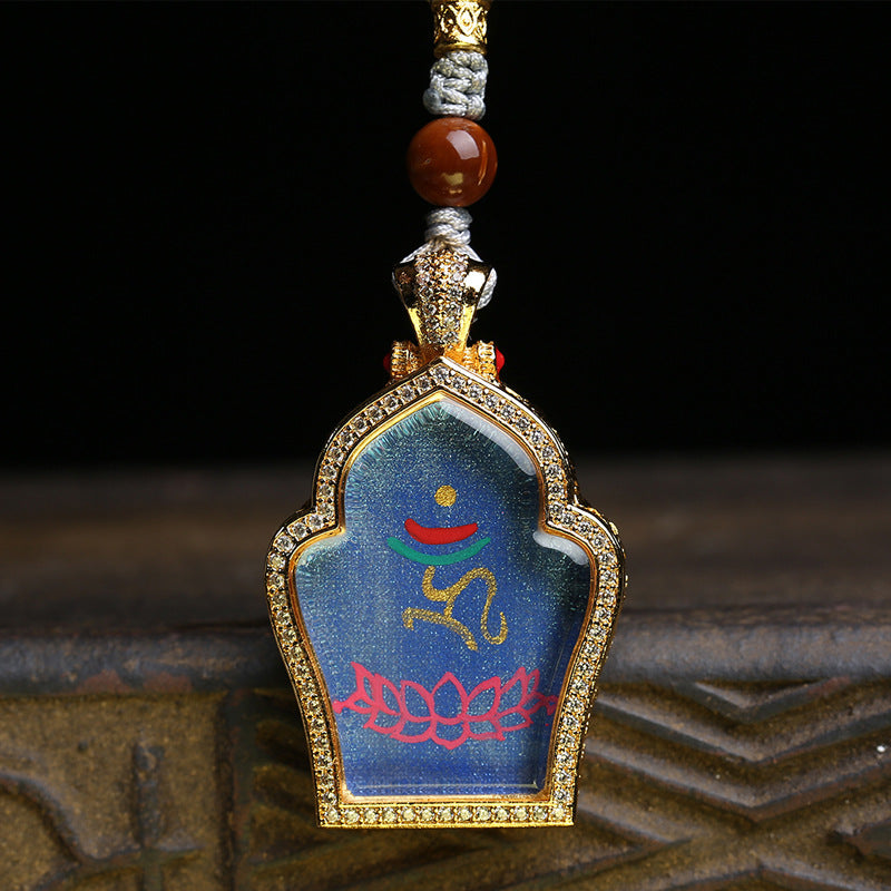 EverestArtstudios Medicine Buddha Symbol 108-Bead Mala with Brown Beads and Colorful Tassels