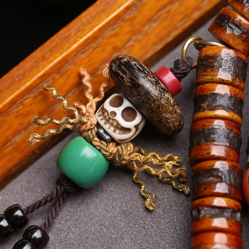 Tibetan return yak bone bucket beads 108 Buddha beads plate play beaded glass Gawu box scarecrow side hanging accessories
