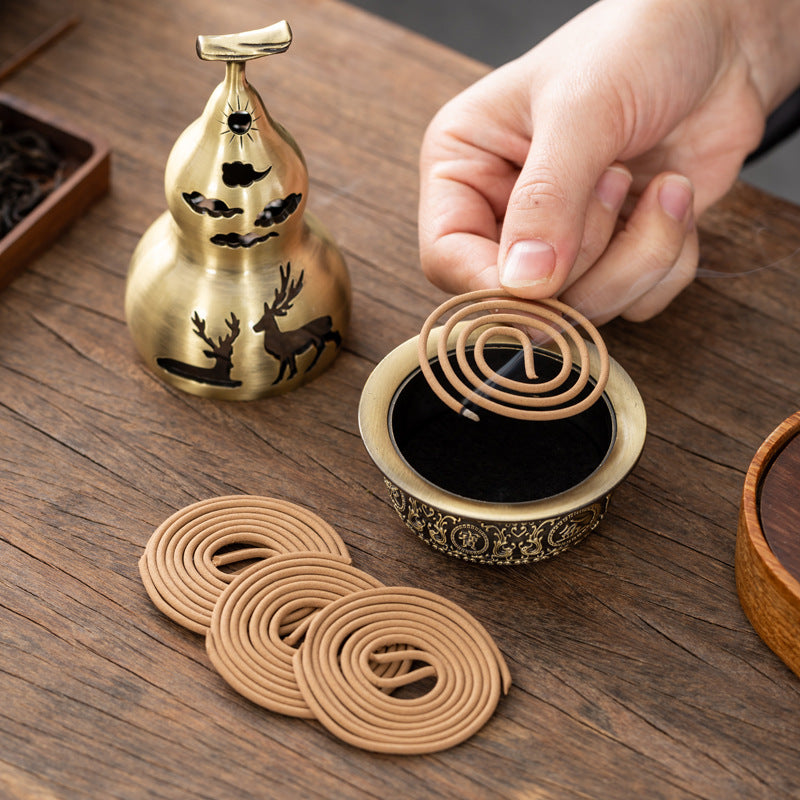 Chinese classical copper gourd incense burner cornucopia creative fortune auspicious ornament home desktop aromatherapy burner tea ceremony incense