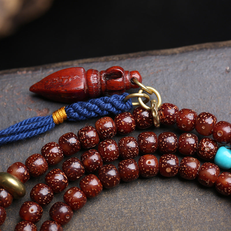 Natural old seed Xingyue Bodhi plate playing beaded Tibetan cultural play beads purple gold mouse return aggregate device turquoise accessories