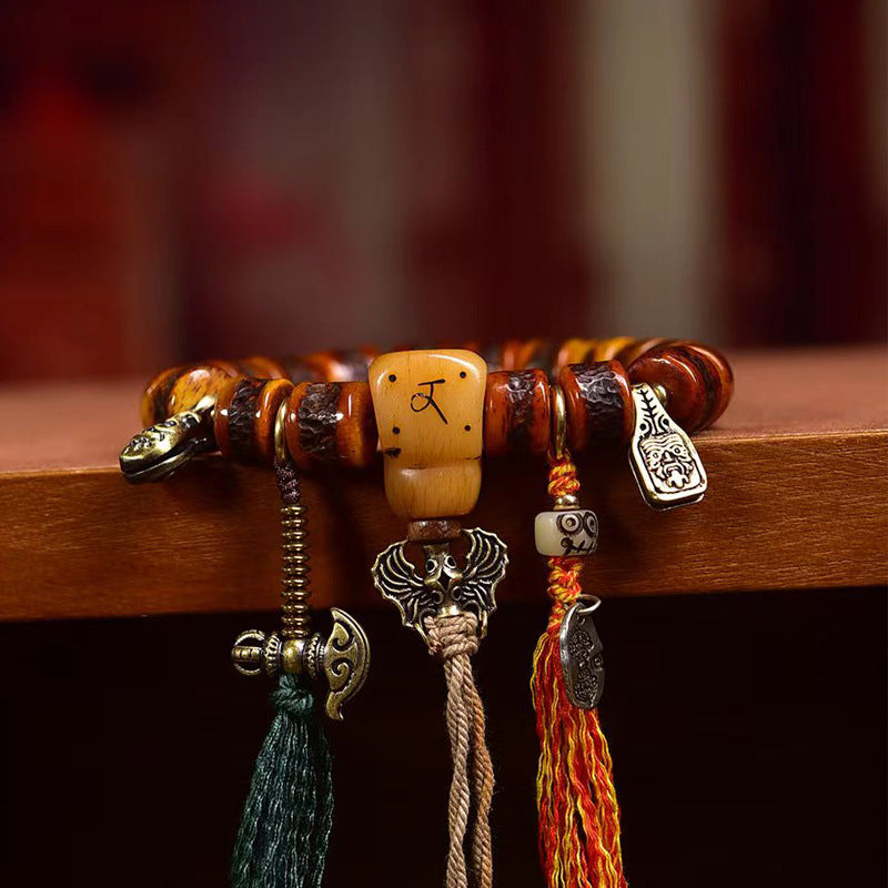 EverestArtstudios Bone Barrel Bead Copper Accent Bracelet