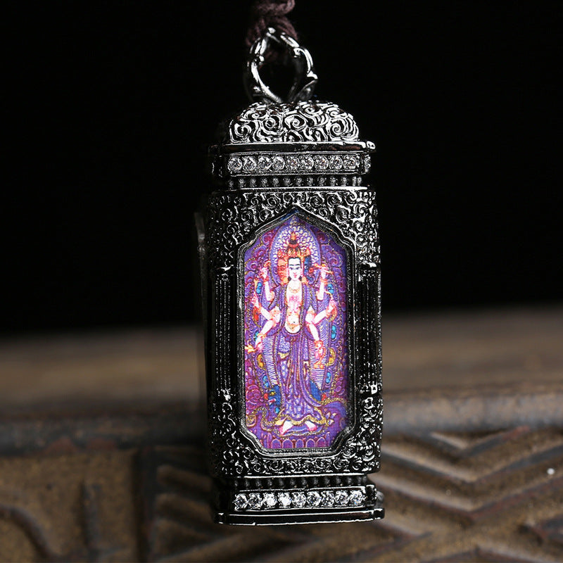 Tibetan Wenwan Star Moon Bodhi Son 108 Buddha Beads Open Old Material Four-sided Small Thangka Buddha Gawu Box Pendant