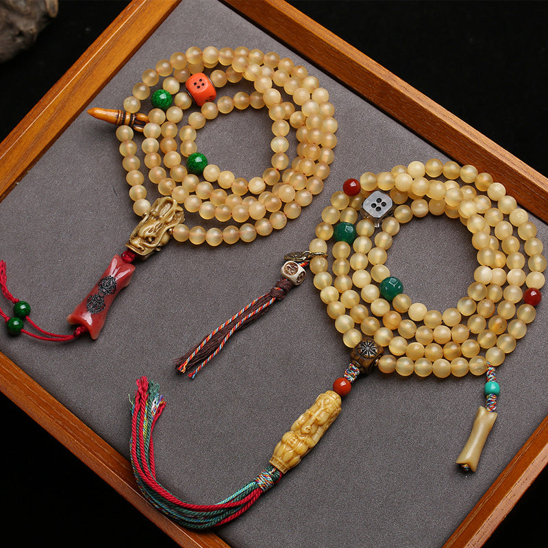 108 Buddha beads in natural Tibetan areas, multi-circle bracelet feeder, agate return bone accessories, Wenwan neck hanging jewelry.