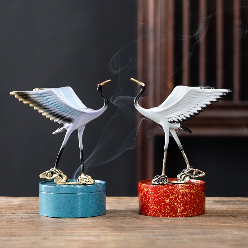 New Chinese-style Zen crane treading cloud desktop ornament agarwood sandalwood plate incense burner household indoor incense road aromatherapy burner