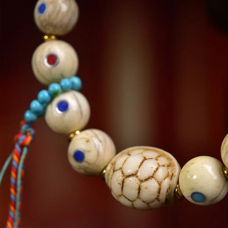 EverestArtstudios Bone Round Bead Agate Accent Bracelet