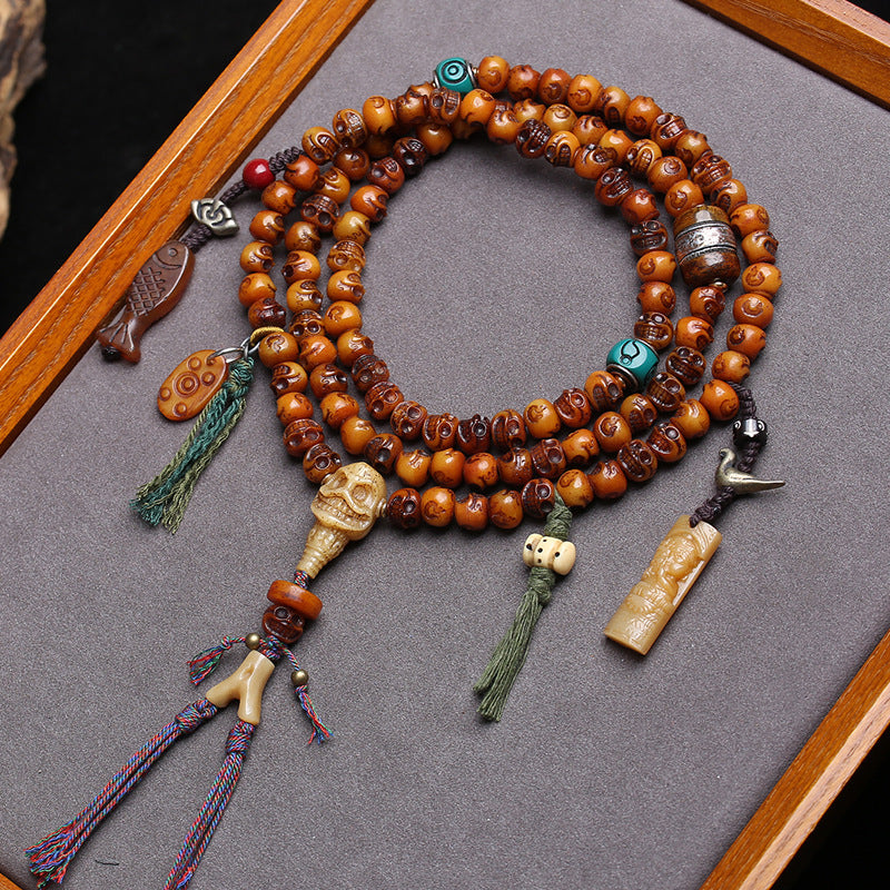 Tibetan return camel bone carving Dumby 108 Buddha beads plate playing beaded yak bone material agate accessories