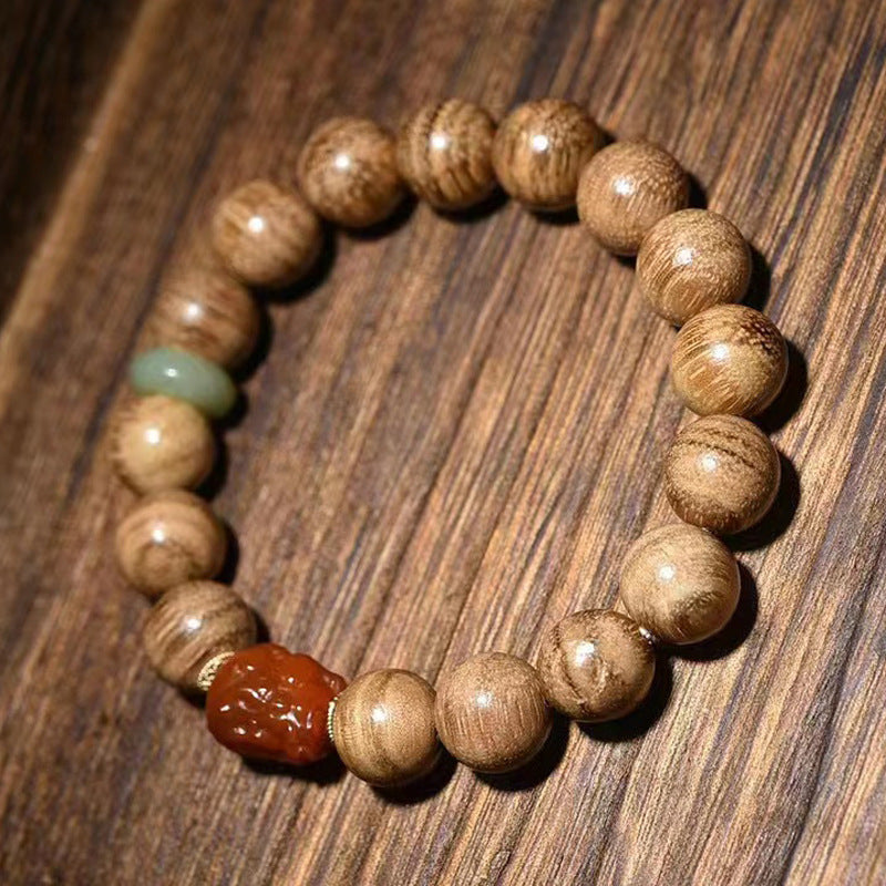 EverestArtstudios Agarwood Nanhong Agate PiXiu Accent Bracelet
