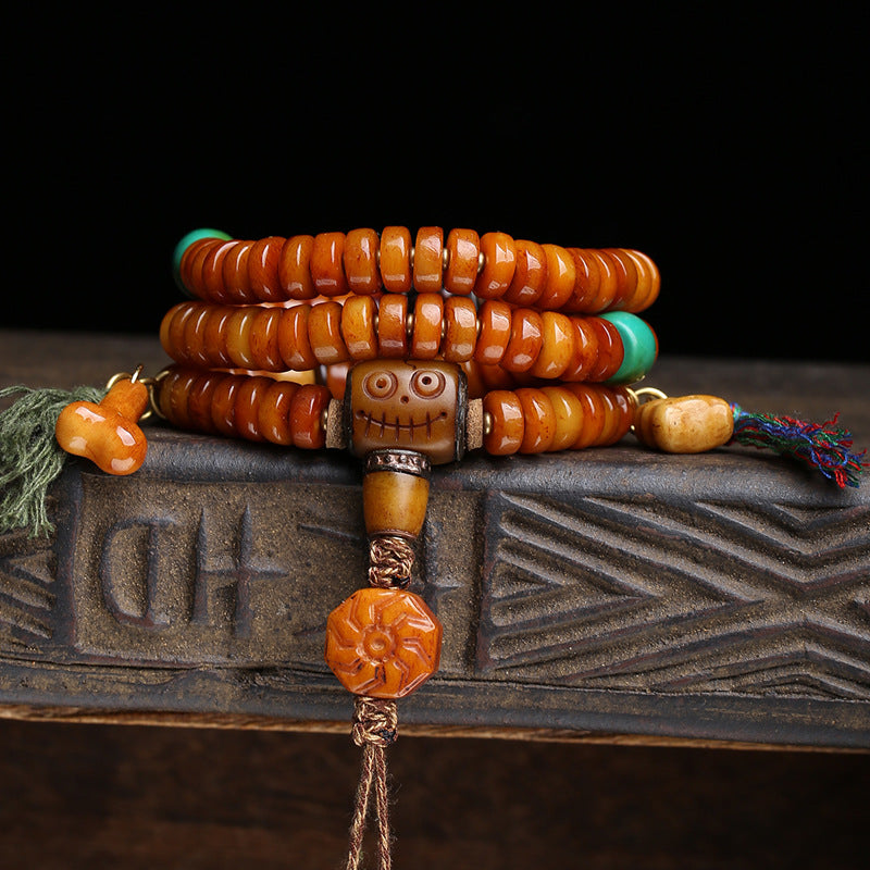 Tibetan returned yak bone pan beads 108 Buddha beads rosary beads old bone tee lotus lake barrel beads Vajra Bodhi accessories