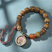 EverestArtstudios Camel Bone Engraved Bead Thangka Charm Bracelet