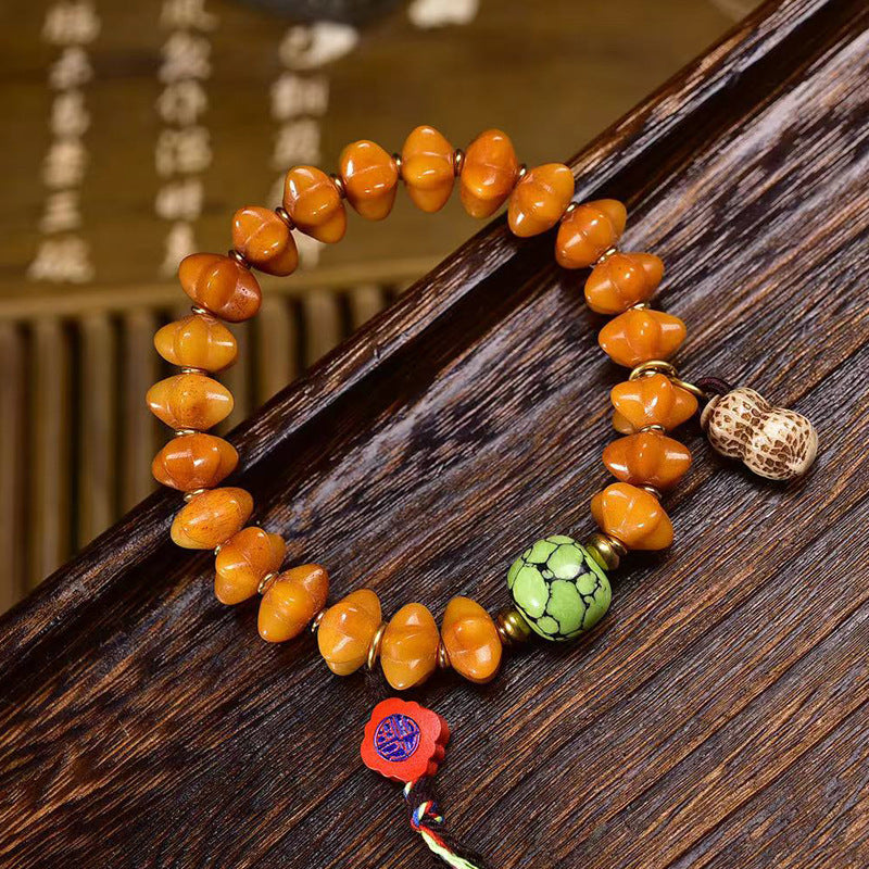 EverestArtstudios Yak Bone Star Bead Turquoise Accent Bracelet