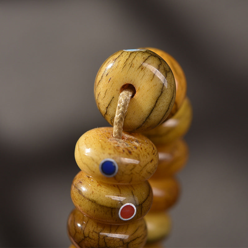 EverestArtstudios Aged Camel Bone Inlaid Abacus-Bead 108-Bead DIY Strand