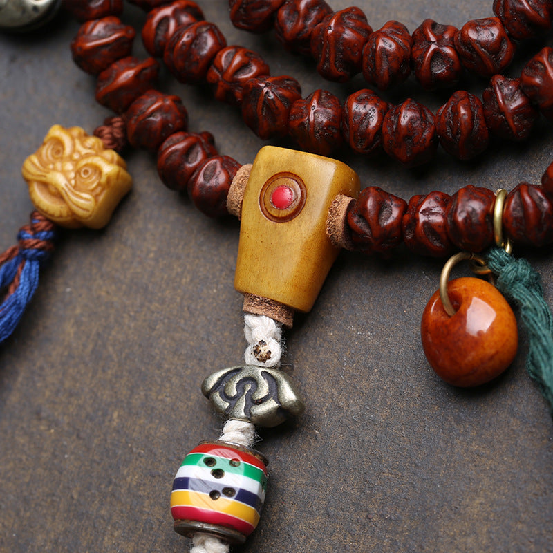 Tibetan Wenwan Bodhi Spica Seeds 108 Buddha Beads Rosary Beads Camel Bone Tee Vajra Pestle Noble Dzi Bead Accessories