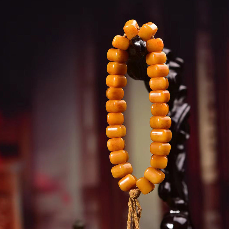 EverestArtstudios Camel Bone Sculpted Square Bead Bracelet