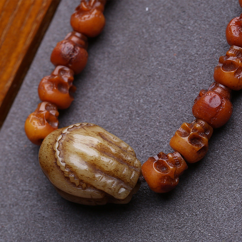 Tibetan reflux bone carving corpse dolin 108 Buddha beads yak bone copper Jiugong Bagua Mani pile side hanging accessories