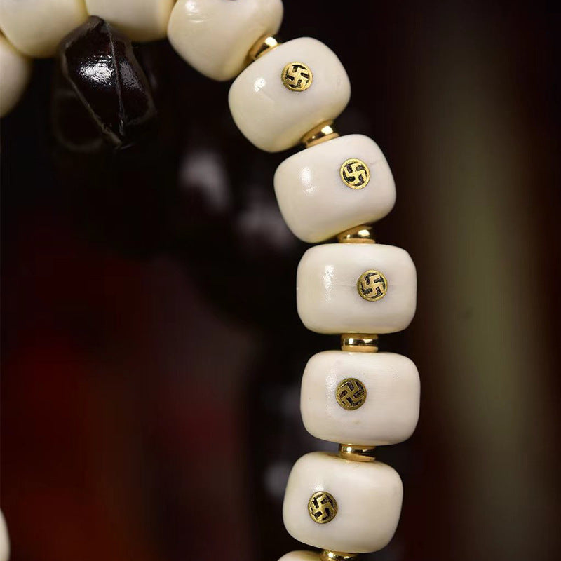 EverestArtstudios Antler Auspicious Symbol Barrel Bead Bracelet