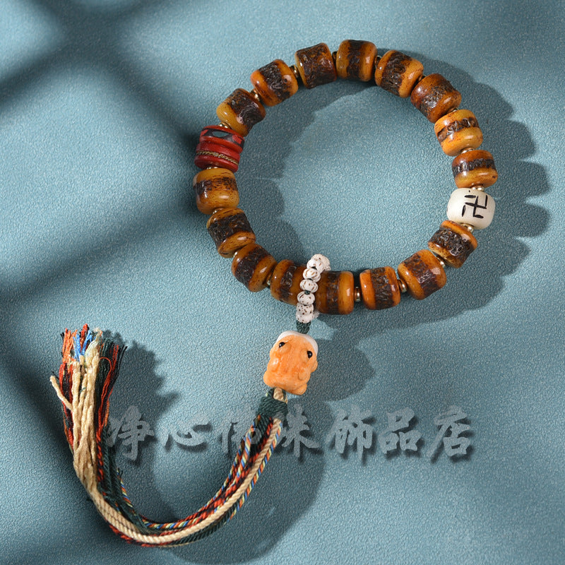 EverestArtstudios Yak Bone Beaded Antler Accent Bracelet