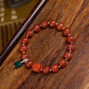 EverestArtstudios Agate Fluted Bead Malachite Accent Bracelet