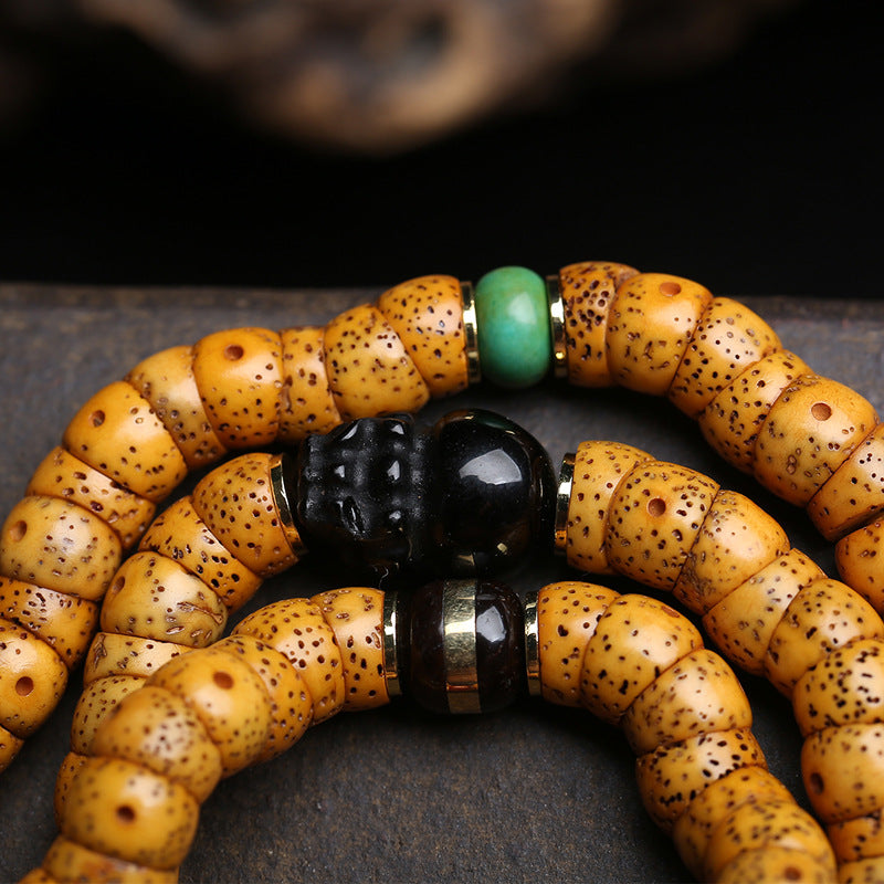 Natural Star and Moon Bodhi Child Large Intestine Beads 108 Buddha Beads Plate Play Beaded Obsidian Coconut Turquoise Agate Accessories