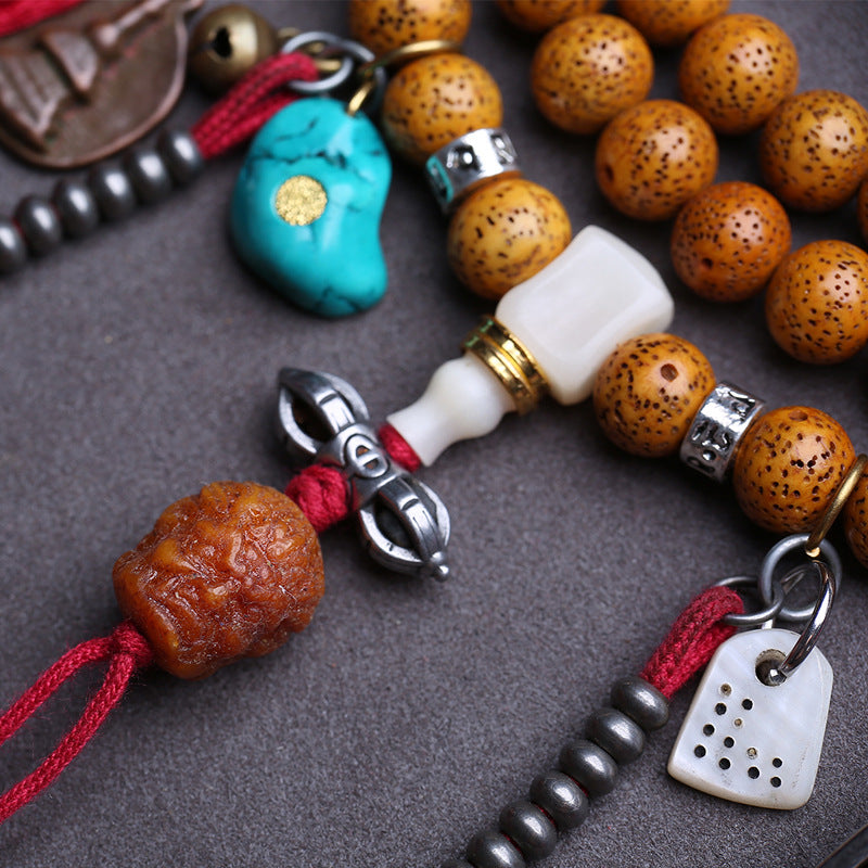 Natural Hainan Xingyue Bodhi 108 Buddha beads rosary beads open piece old material agate dzi beads return bone tee accessories