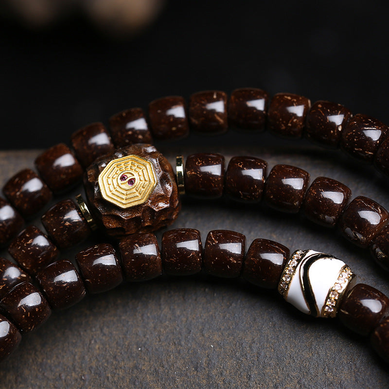 Natural Coconut Pot Beads 108 Buddha Beads Multi-circle Bracelet Black and White Craft Beads Dzi Beads Red Agate Gawu Box Accessories