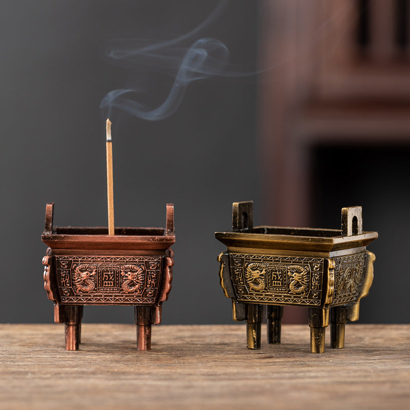 Mini Ding incense burner, vertical line incense insert incense holder, household alloy indoor aromatherapy burner ornament, offering Buddha, offering Ding burner