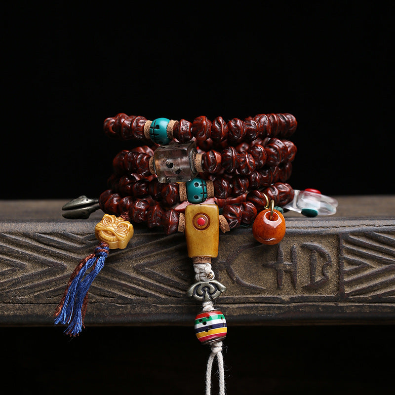Tibetan Wenwan Bodhi Spica Seeds 108 Buddha Beads Rosary Beads Camel Bone Tee Vajra Pestle Noble Dzi Bead Accessories