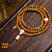 EverestArtstudios Natural Aged Crackled Hainan Xingyue Bodhi 108-Bead Mala