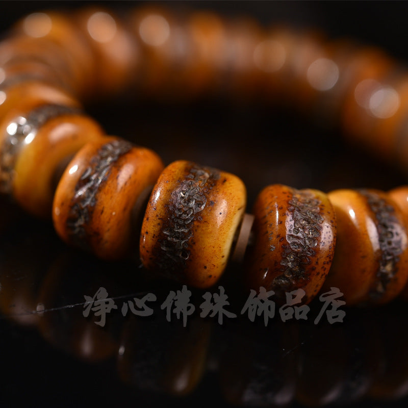 EverestArtstudios Bone Engraved Barrel Bead Bracelet