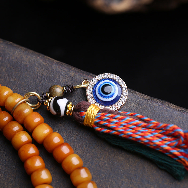 Tibetan return bone bucket beads 108 Buddha beads rosary beads Tianguan blessing pendant yak bone tee Dapeng bird accessories