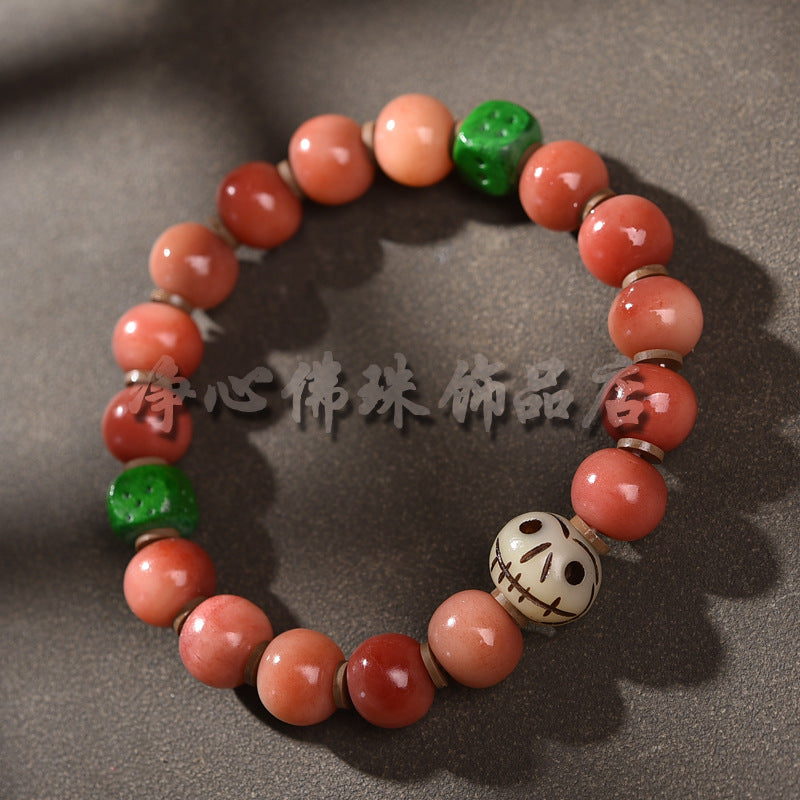 EverestArtstudios Camel Bone Crimson Bead Ghau Charm Bracelet