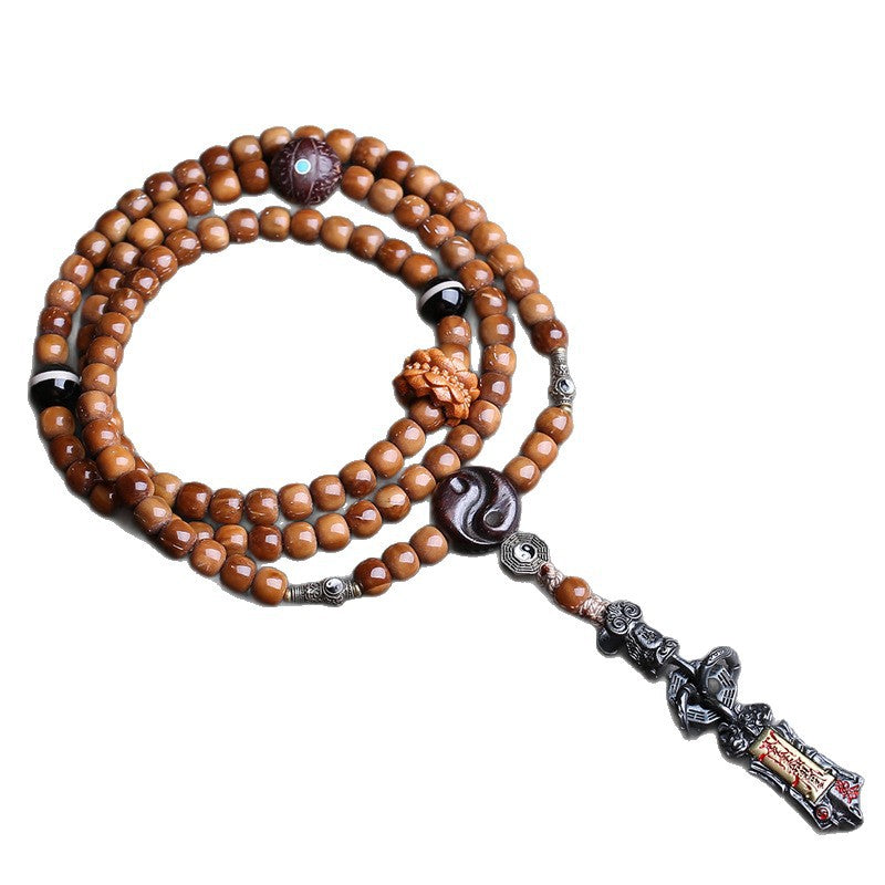 Natural Cook 108 Buddha Beads, Rosary Beads, Barrel Beads, Phoenix Eye, Bodhi Agate Line Beads, Return Bone, Antlers Tee Accessories