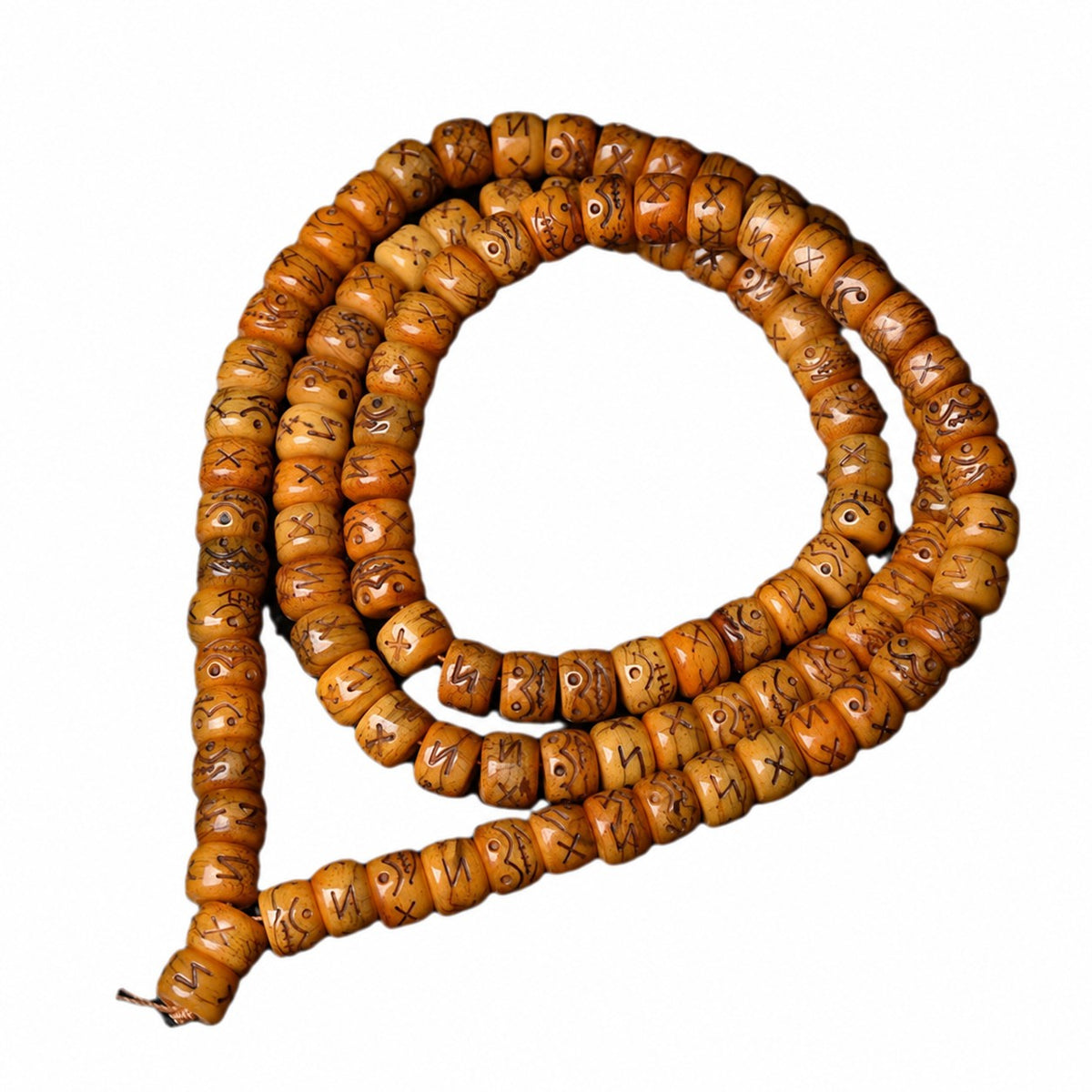 EverestArtstudios Natural Carved Camel Bone 108-Bead DIY Strand with Arhat Accent