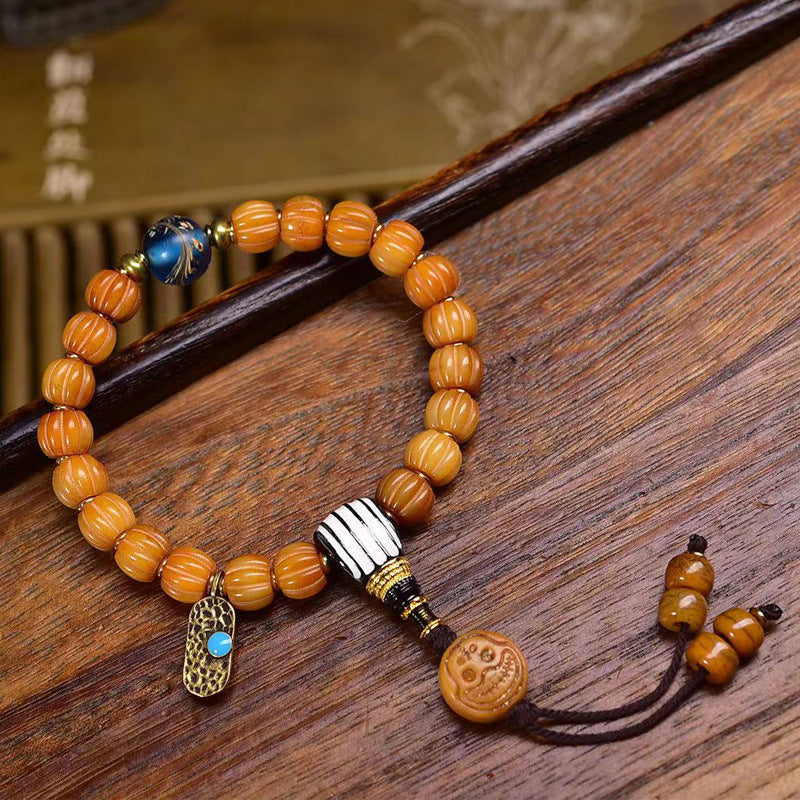 EverestArtstudios Bone Pumpkin Bead Crystal Accent Bracelet