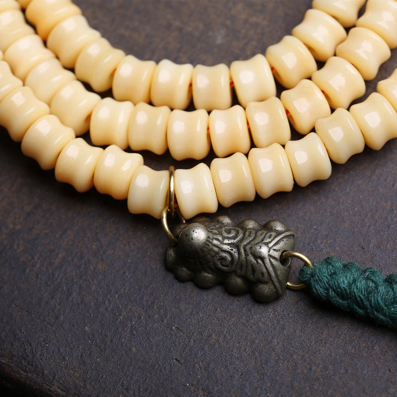 Tibetan return bone carving is 108 Buddha beads high, multi-circle bracelet plate playing beaded Tibetan side hanging copper accessories