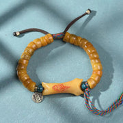 EverestArtstudios Camel Bone Sculpted Bead Adjustable Bracelet