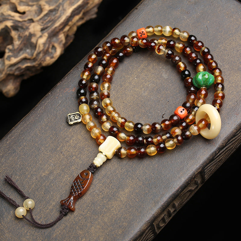 Natural Turtle Golden Armor 108 Buddha Beads Multi-circle Bracelet Reflux Bone Tee Running Circle Feeder Dice Accessories