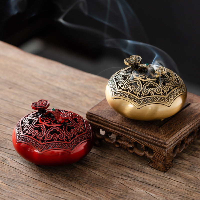 Antique incense burner household indoor agarwood incense burner sandalwood pan incense creative ornament auspicious three-legged aromatherapy burner