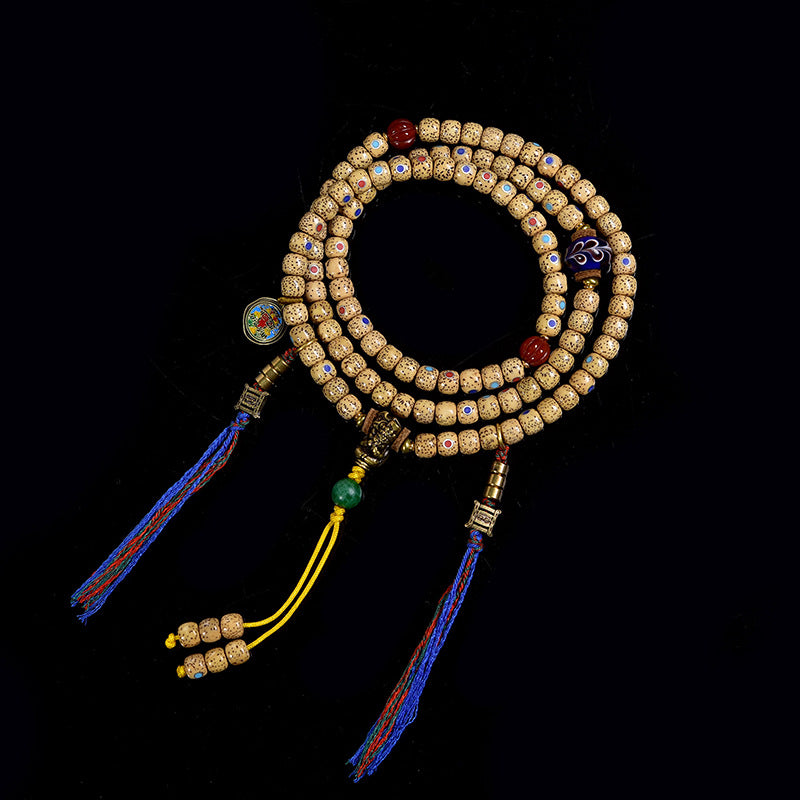 EverestArtstudios Inlaid Three Jewels Xingyue Bodhi 108-Bead Tibetan Mala