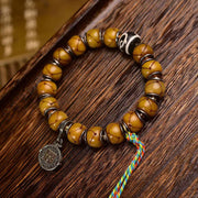 EverestArtstudios Bone Inlaid Barrel Bead Tassel Bracelet