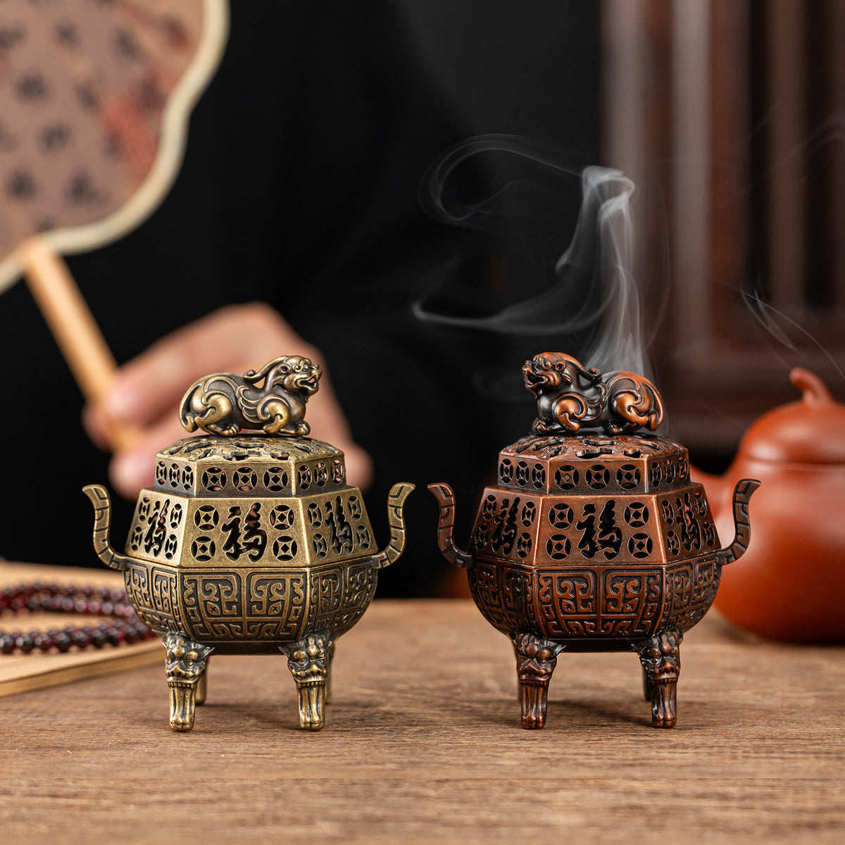 Cross-border hot-selling three-legged unicorn tripod stove anti-ancient aromatherapy stove household indoor sandalwood plate incense burner creative desktop ornament