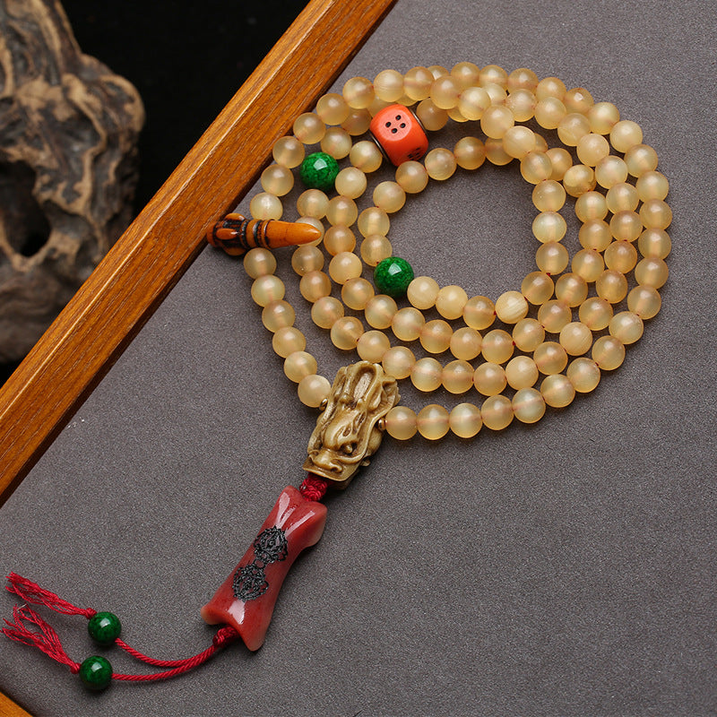 108 Buddha beads in natural Tibetan areas, multi-circle bracelet feeder, agate return bone accessories, Wenwan neck hanging jewelry.