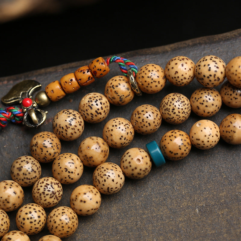 Tibetan Wenwan Open Film Star Moon Bodhi 108 Buddha Beads Multi-circle Bracelet Coral Yak Bone Copper Tee Accessories