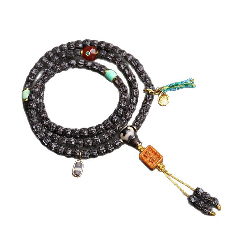 Natural coconut pedicle 18 Buddha beads rosary beads engraved passion seeds multi-ring bracelet agate tee clip return bone accessories