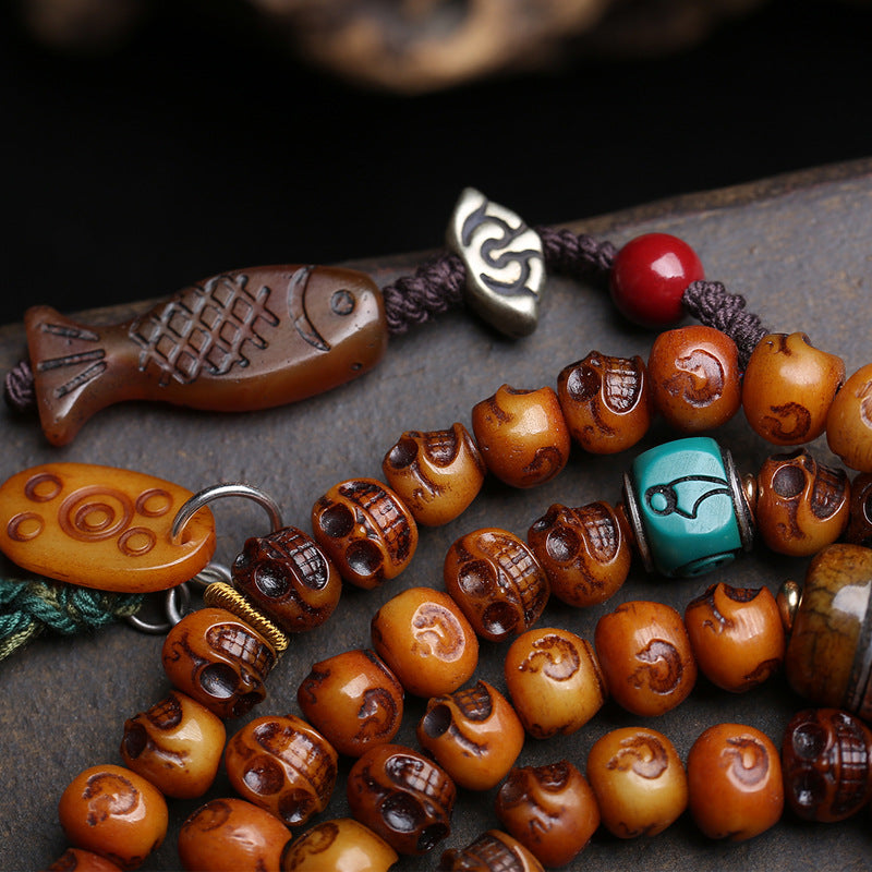 Tibetan return camel bone carving Dumby 108 Buddha beads plate playing beaded yak bone material agate accessories