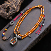 Tibetan return bone bucket beads 108 Buddha beads copper Gawu box Zakiram pendant yak bone tee accessories